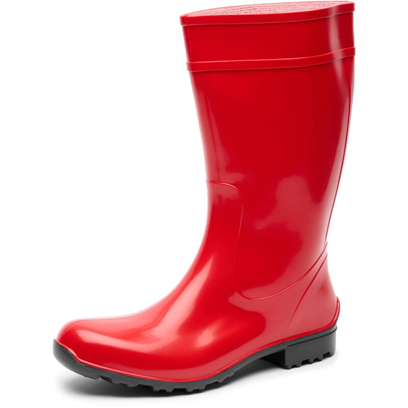 Ladeheid Damen Gummistiefel 100% Wasserdticht Regenstiefel Damen LA-967 (Rot/Schwarz, 41 EU)
