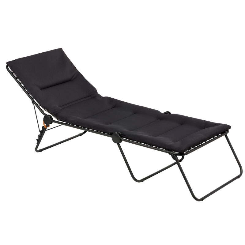 Gepolsterte Klappbare Sonnenliege / Gartenliege - Siesta L - AirComfort® - Schwarz Acier - Lafuma Mobilier
