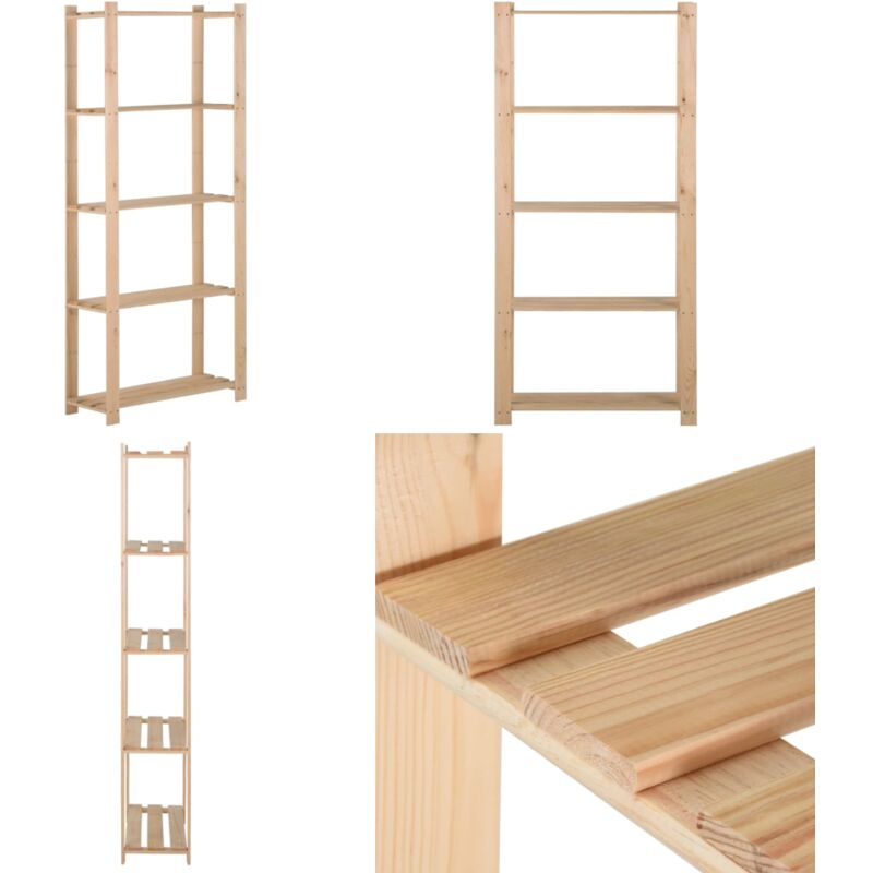 Vidaxl - Lagerregal mit 5 Böden 80x28,5x170 cm Massivholz Kiefer - Holzregal - Regal Aus Kiefer - Industrielles Regal - Lagerregal - Werkzeugregal