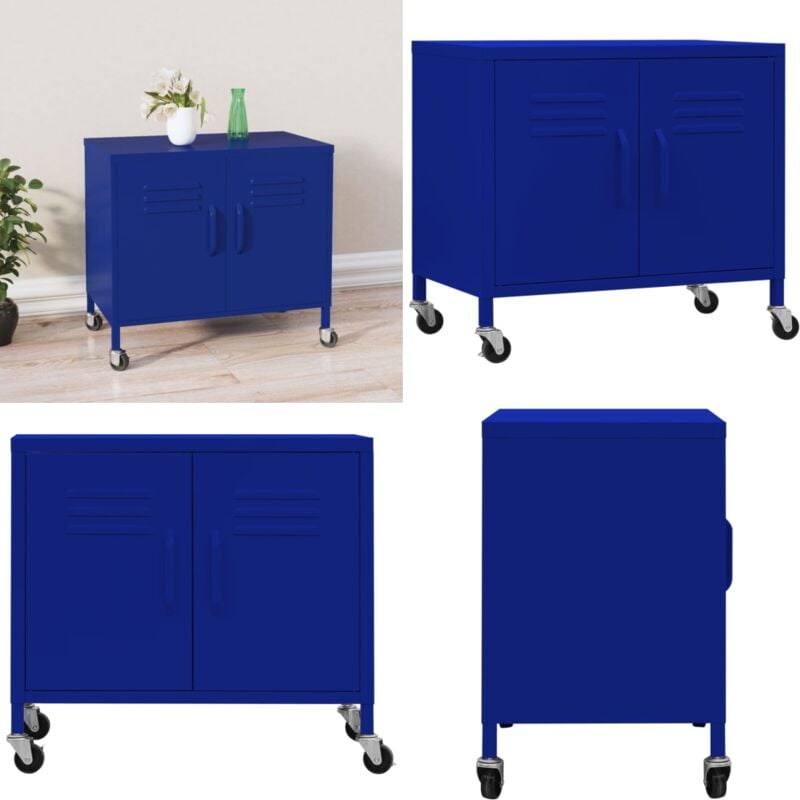 Lagerschrank Marineblau 60x35x56 cm Stahl - Schreibtischschublade - Lagerschrank - Garderobe - Bürobedarf - Aufbewahrungsbox - Home & Living