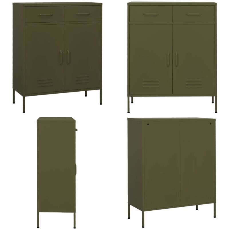 Lagerschrank Olivgrün 80x35x101,5 cm Stahl - Stahlschrank - Garderobe - Aufbewahrungsraum - Wohnzimmermöbel - Schlafzimmermöbel - Home & Living