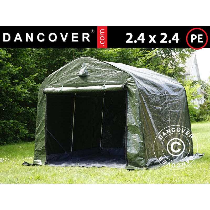 Dancover - Lagerzelt Zeltgarage pro Lagehalle 2,4x2,4x2m pe, mit Bodenplane