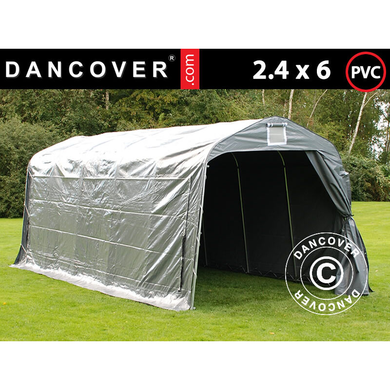 Lagerzelt Zeltgarage PRO Lagehalle 2,4x6x2,34m PVC, Grau