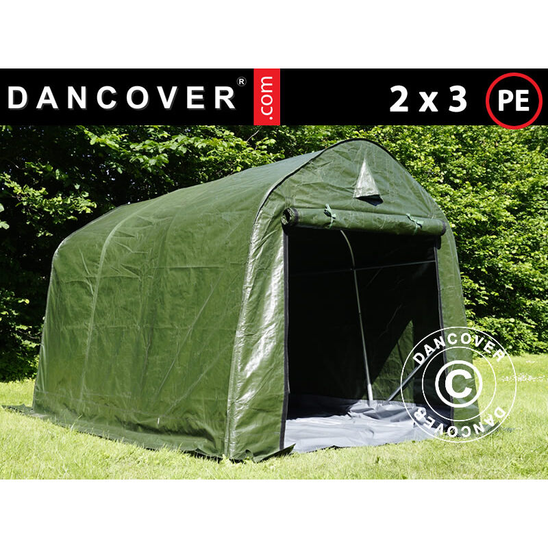 Dancover - Lagerzelt Zeltgarage pro Lagehalle 2x3x2m pe, mit Bodenplane