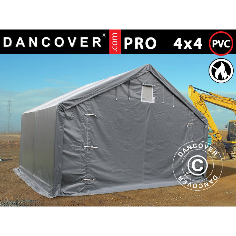 Dancover - Lagerzelt Zeltgarage pro Lagehalle 4x4x2x3,1m, pvc, Grau