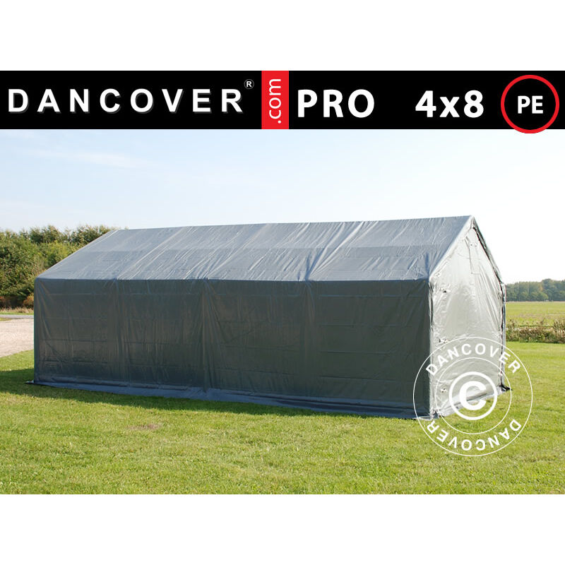 Lagerzelt Zeltgarage pro Lagehalle 4x8x2x3,1m, pe, Grau