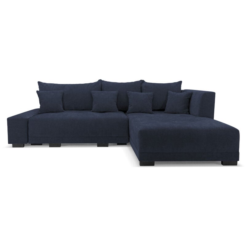 LaMasia Universal-Ecksofa Links und Rechts 3-Sitzer L-Ecksofa mit Schlaffunktion, Bettzeugablage, Marineblau