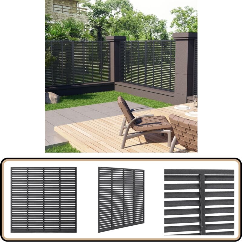 Lamellenzaun wpc 180x180 cm Grau - Holz-Kunstoff-Zaun - WPC-Zaun - Gartenzaun - Sichtschutzzaun - Windschutzzaun
