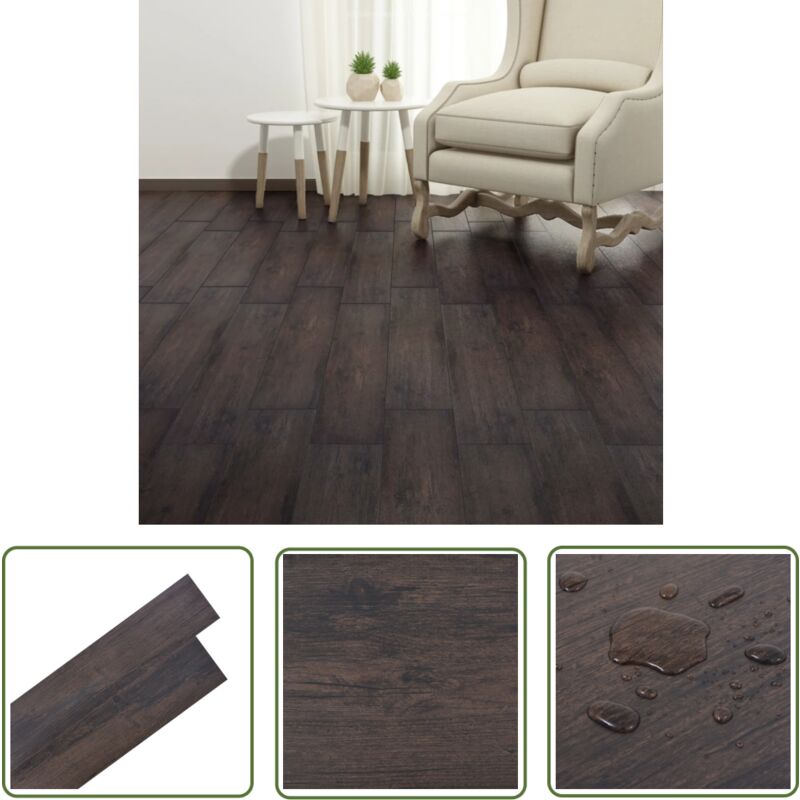 The Living Store PVC-Fliesen Selbstklebend 5,21 m² 2 mm Dunkelbraun - pvc Fliesen - Vinyl Bodenbelag - Selbstklebender Bodenbelag - Wohnzimmer Boden