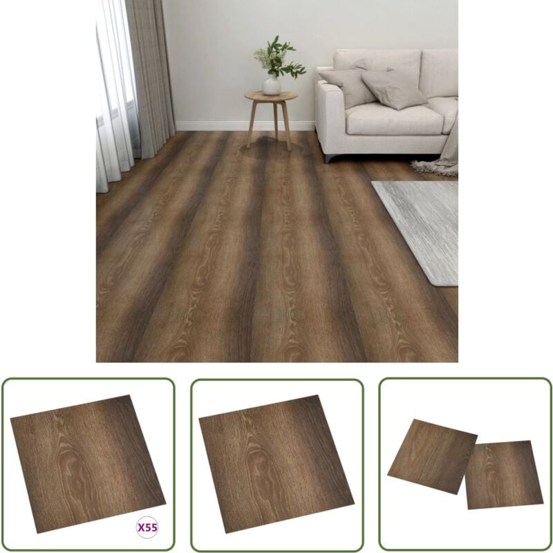 The Living Store PVC-Fliesen Selbstklebend 55 Stk. 5,11 m² Braun - pvc Fliesen - Vinylboden - Selbstklebender Bodenbelag - Brown Floor Tiles