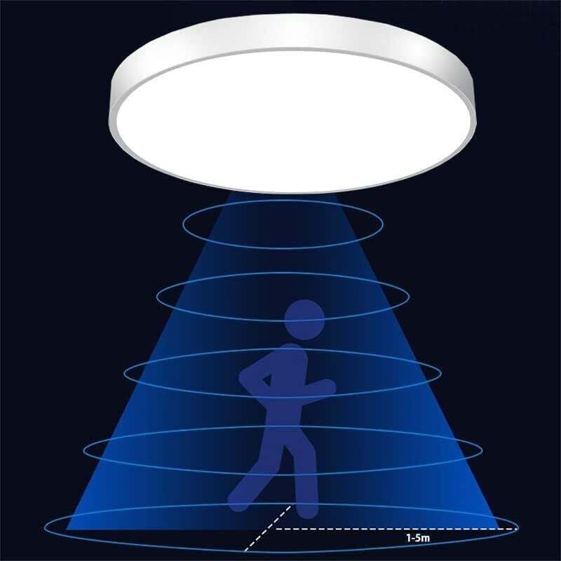 Aiperq - Lámpara de techo led con sensor de movimiento, con sensor de luz natural, lámpara de techo redonda, fácil de instalar para balcón, garaje,