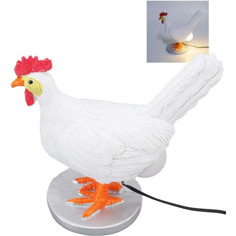 Lampe en forme d'œuf de poule, veilleuse LED 3D en forme de coq, lampe de table en résine réaliste, lampe d'œufs de Pâques lumineuse, lampes de