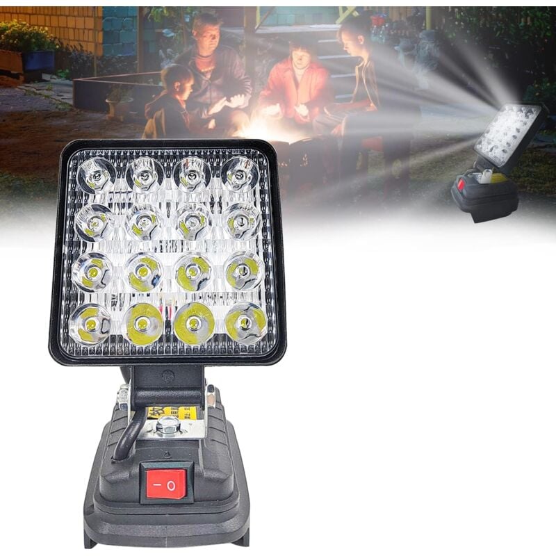 Coocheer - Lampe Für Makita 18v, 27W Led Arbeitsleuchte Akku, Multifunktionales Led Strahler Akku, Tragbares Baustellen Lampe, Taschenlampe Für