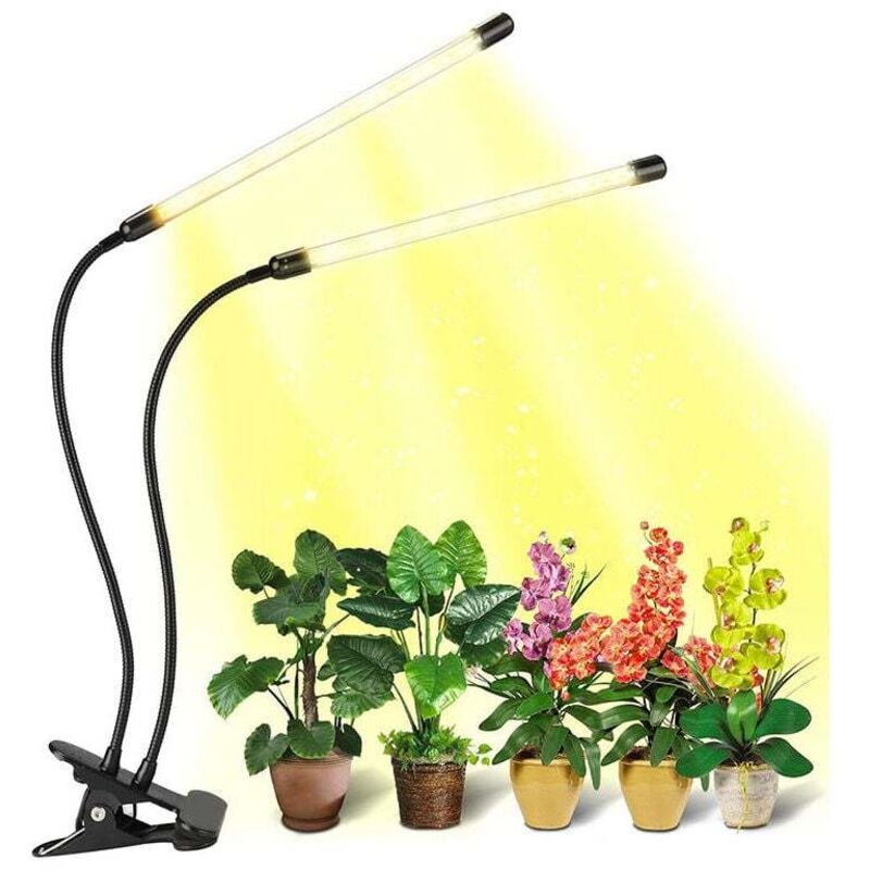 Lampe Horticole led, Lampe De Croissance Pour Plantes D'Intérieur, Lampe Plante D'Intérieur à Clipser Avec Led 2 Têtes (Lumière rouge et bleue)