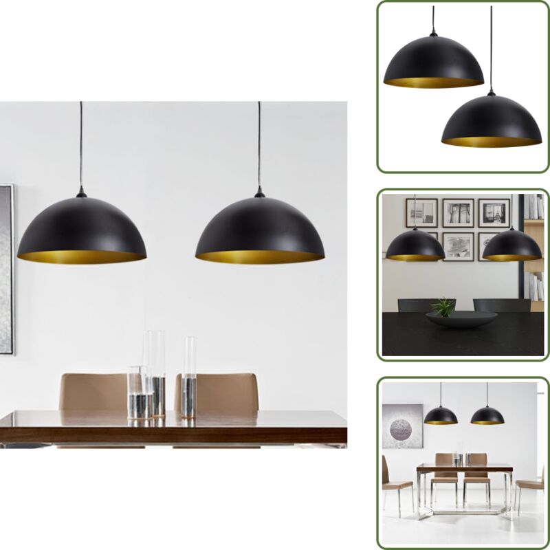 Vidaxl - Deckenleuchte 2 Stk. Höhenverstellbar Halbkugelförmig Schwarz - Pendelleuchte - Deckenleuchte - Wohnzimmerlampe - Esszimmerlampe - Modernes