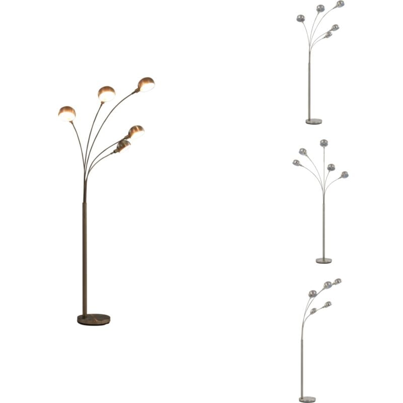 Stehlampe 200 cm 5 x E14 Silbern - Stehlampe - Bogenlampe - Moderne Beleuchtung - Wohnzimmer Dekoration - Skandinavischer Stil