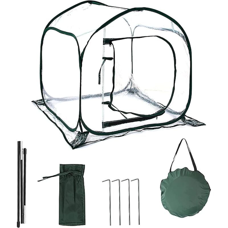 Mini-Gewächshaus, Pop-up-Gewächshaus, PVC-Gewächshausabdeckung für drinnen und draußen, kleines tragbares Garten-Blumenhaus – 80 x 80 x 80 cm –