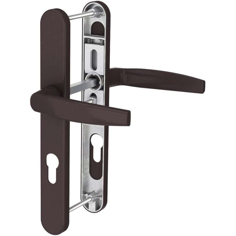 Ms Beschläge - Langschild Türbeschlag 8-72mm Schmalrahmengarnitur Braun RAL8019 Türdrücker pz Drücker/Drücker 71-86mm nein