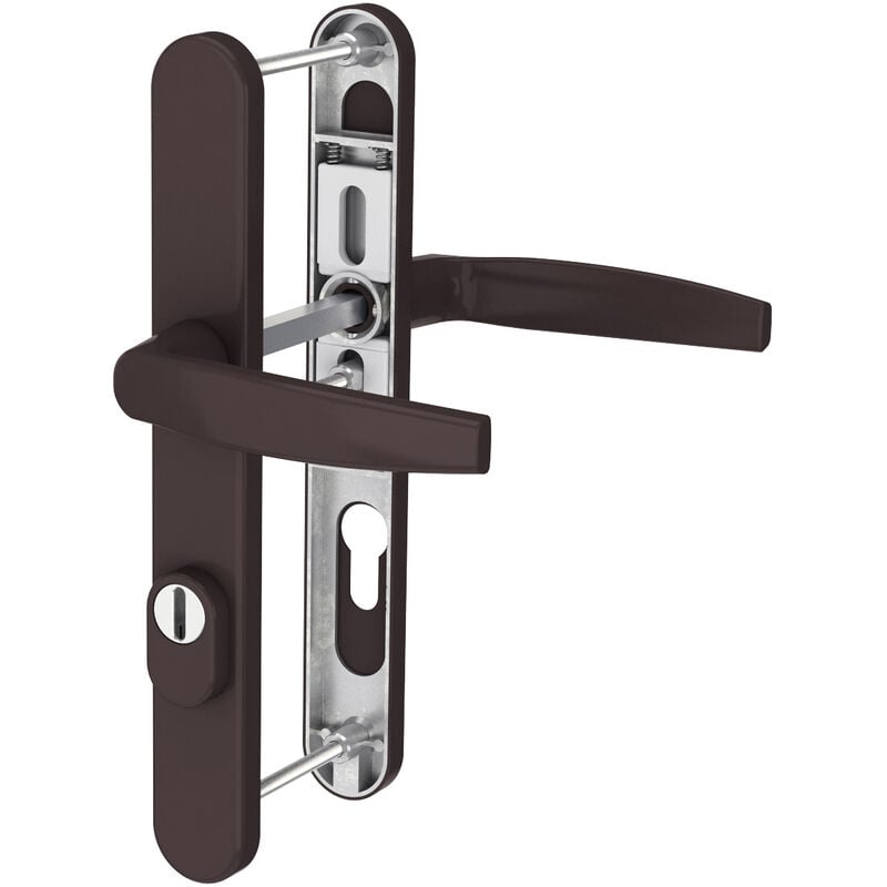 Ms Beschläge - Langschild Türbeschlag 8-72mm Schmalrahmengarnitur Braun RAL8019 Türdrücker pz Drücker/Drücker 87-102mm ja