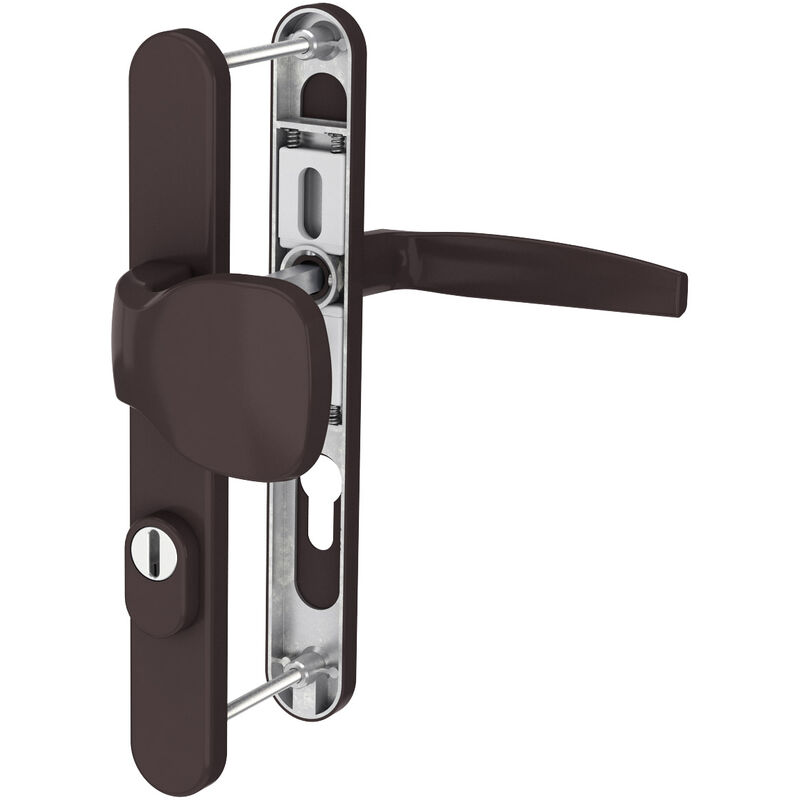 Langschild Türbeschlag 8-72mm Schmalrahmengarnitur Braun RAL8019 Türdrücker pz Knopf/Drücker 39-54mm ja