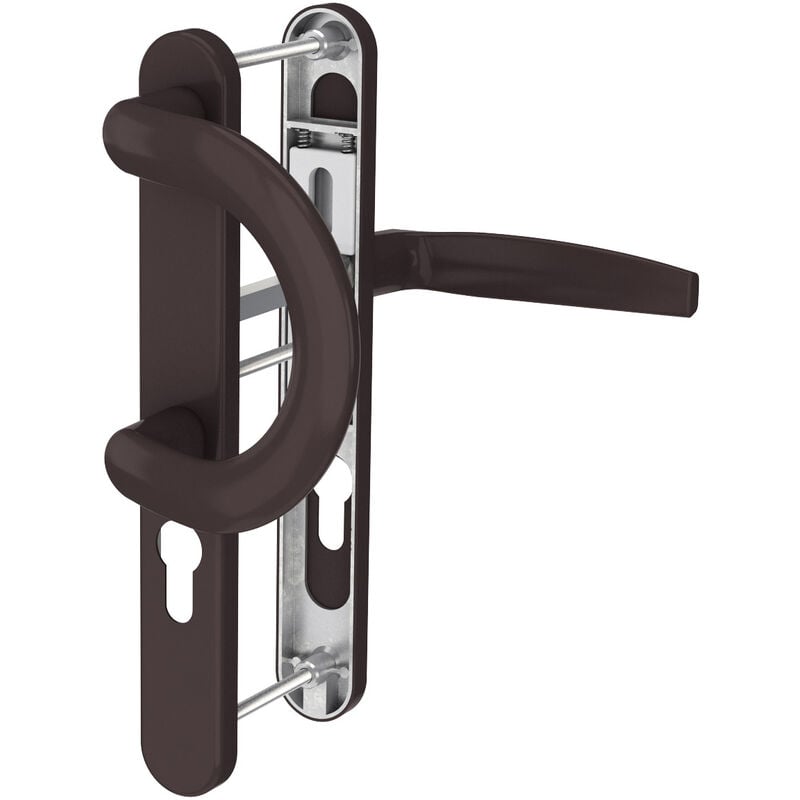 Ms Beschläge - Langschild Türbeschlag 8-72mm Schmalrahmengarnitur Braun RAL8019 Türdrücker pz Bügelgriff/Drücker 55-70mm nein