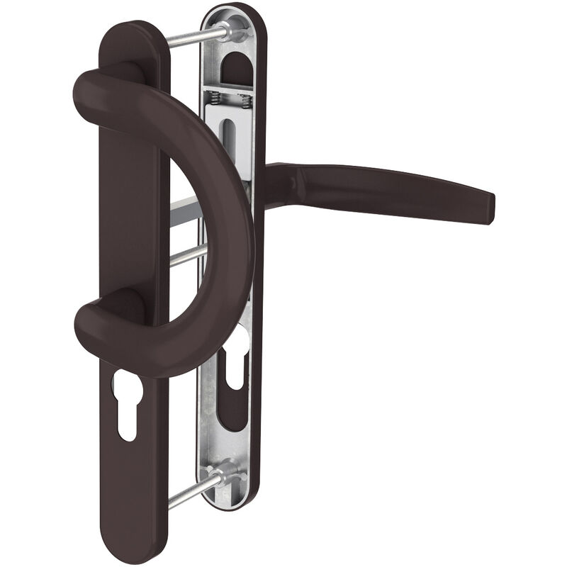 Ms Beschläge - Langschild Türbeschlag 8-72mm Schmalrahmengarnitur Braun RAL8019 Türdrücker pz Bügelgriff/Drücker 71-86mm nein