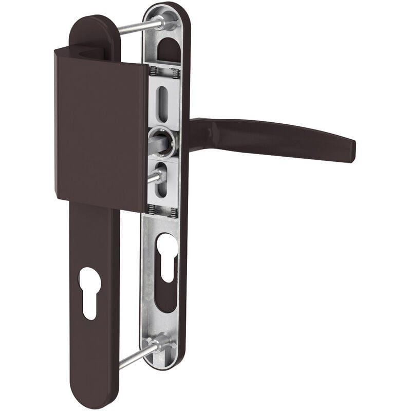 Ms Beschläge - Langschild Türbeschlag 8-72mm Schmalrahmengarnitur Braun RAL8019 Türdrücker pz Stossgriff/Drücker 87-102mm nein