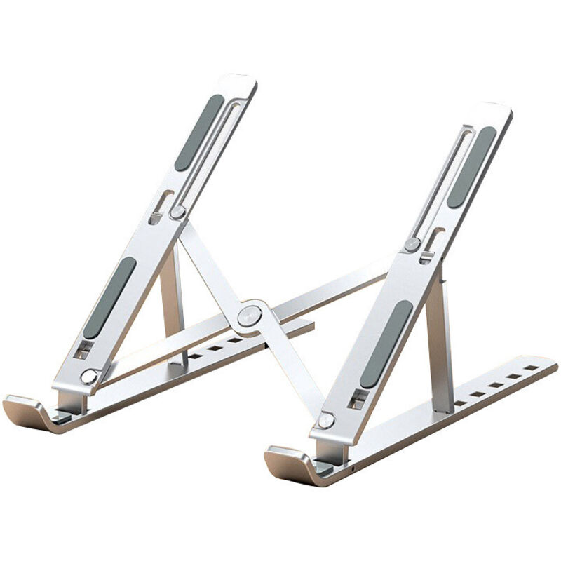 Tumalagia - gabrielle Laptop-Ständer, 6-stufig höhenverstellbar, belüfteter Computertisch aus Aluminium für Laptop, rutschfestes Silikon (Silber)