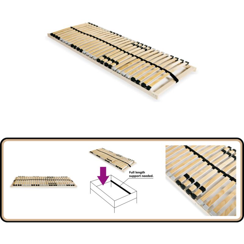 Lattenrost mit 28 Latten 7 Zonen 70x200 cm - Lattenrost - Holzrahmen - Birkenholz - Buche - Lattenrost 70x200