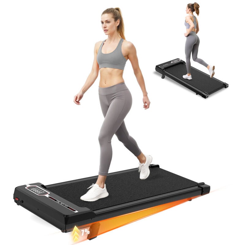 Laufband – Walking Pad 2,5 PS – Walking Pad mit Fernbedienung und LED, leises Walking Pad – 1–8 km/h kompaktes Laufband – Schwarz