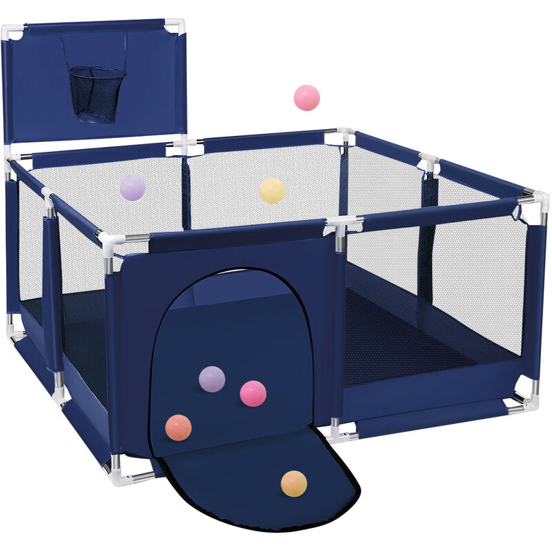 Laufgitter Laufstall für Baby Kinder 128 x 128 cm Schutzgitter mit Aufbewahrungstasche Waschbar Tragbar Rechteckiges Krabbelgitter Absperrgitter