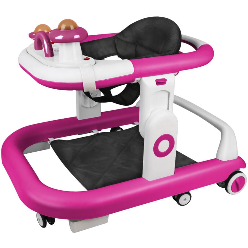 Lauflernhilfe, Baby-Aktivitätscenter, Graues Muster mit Spielzeug, 6-18 Monate, 67x57x46cm, Rot