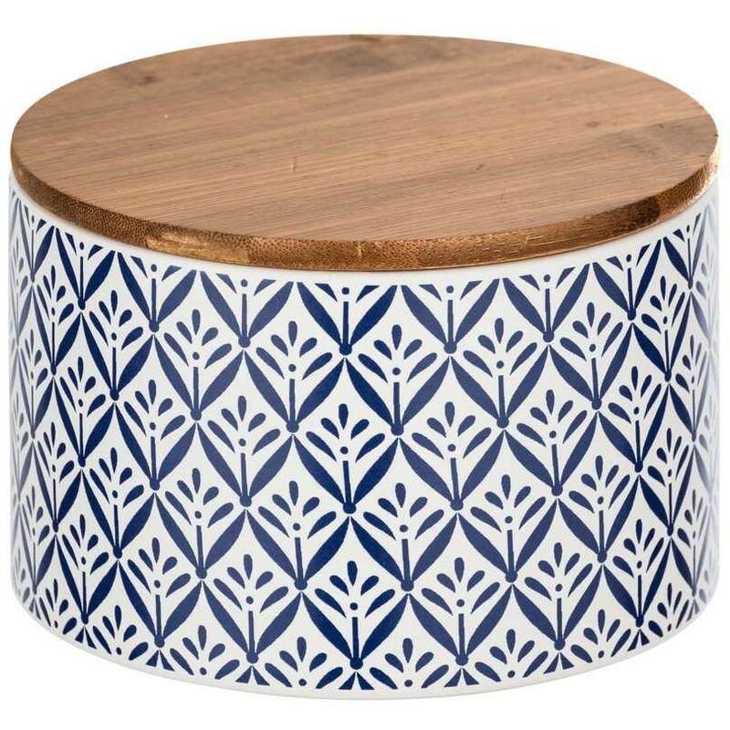 Wenko - Aufbewahrungsdose Lorca 0,75 l hochwertige Keramik, Keramikdose im mediterranen Ornamenten-Muster in Blau-Weiß, Blau, Keramik mehrfarbig,