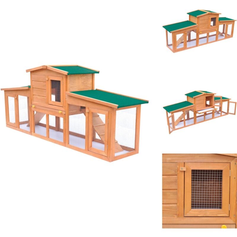 Großer Kaninchenstall Kleintierhaus Hasenstall mit Dächern Holz - Kaninchenstall - Holzhaus - Tiergehege - Kleintiere - Kaninchenschutz