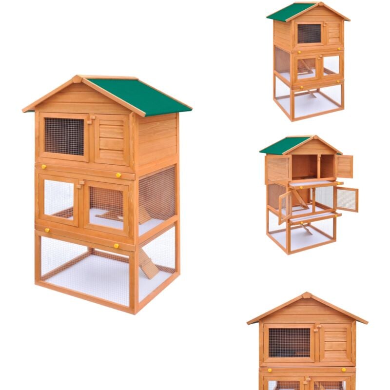 Kaninchenstall Kleintierhaus Hasenstall 3 Ebenen Holz - Kaninchenstall - Kleintierhaus - Hasenstall - Tiergehege - Holzhaus
