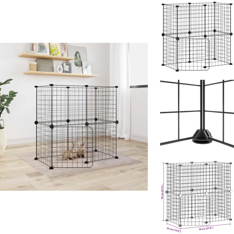 Vidaxl - 12-tlg. Haustierkäfig mit Tür Schwarz 35x35 cm Stahl - Haustierkäfig - Kleintiergehege - Kaninchenstall - Hamsterkäfig - Meerschweinchenkäfig