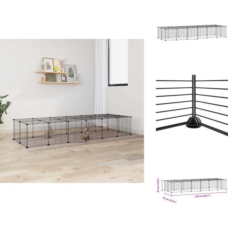 Vidaxl - 28-tlg. Haustierkäfig mit Tür Schwarz 35x35 cm Stahl - Haustierkäfig - Kleintiergehege - Kaninchendrahtzaun - Hamsterkäfig - Vogelvoliere