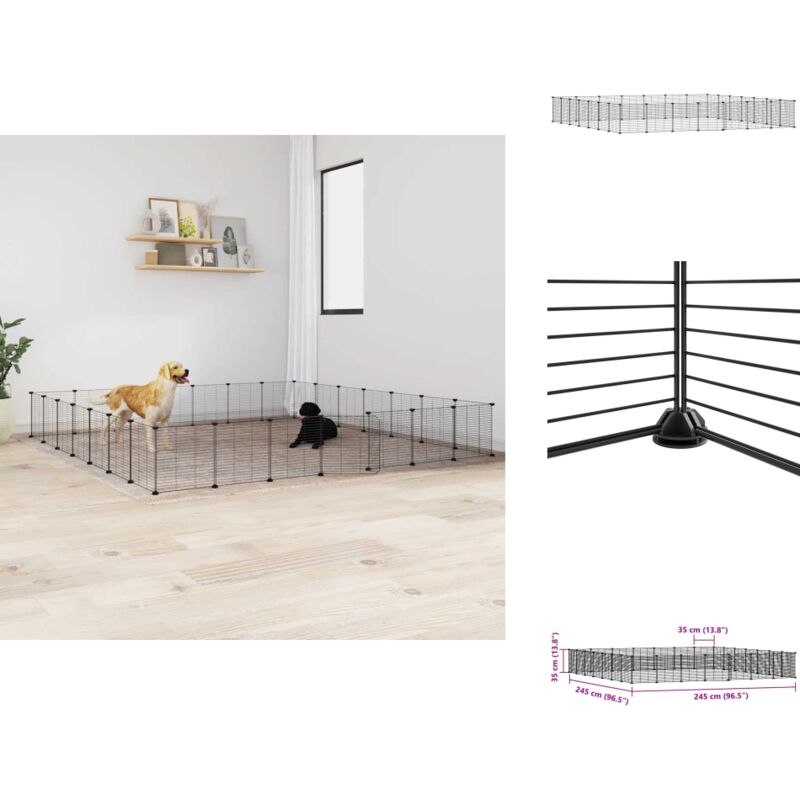 Vidaxl - 28-tlg. Haustierkäfig mit Tür Schwarz 35x35 cm Stahl - Haustierkäfig - Kaninchendrache - Hamstergehege - Vogelvoliere - Kleintiersafe
