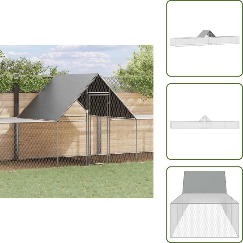 Hühnerstall 10x2x2 m Verzinkter Stahl - Huhnerstall - Hühnerstall Kaufen - Vogelvoliere - Stall Für Hühner - Auslauf Für Hühner