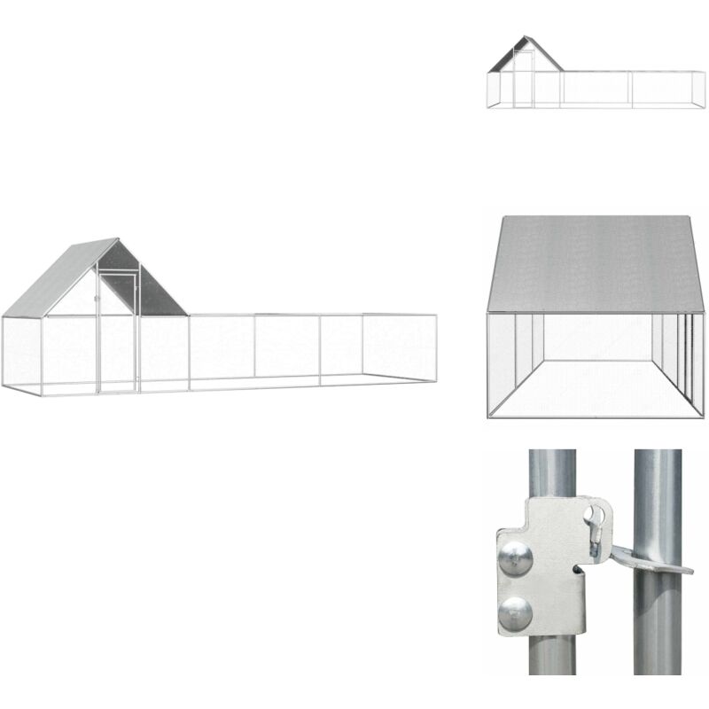 Hühnerstall 6x2x2 m Verzinkter Stahl - Huhnerstall - Hühnerstall - Vogelvoliere - Gartenzubehör - Tierheim