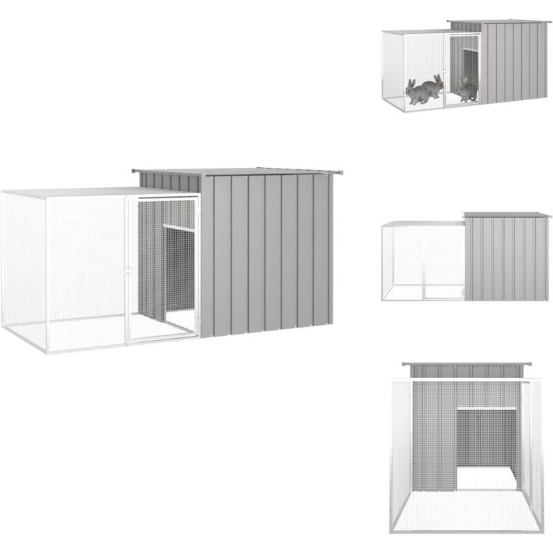 Kaninchenkäfig Grau 200x91x100 cm Verzinkter Stahl - Kaninchenkäfig - Kaninchendrahtzaun - Kaninchenstall - Kleintierheim - Tiergehege