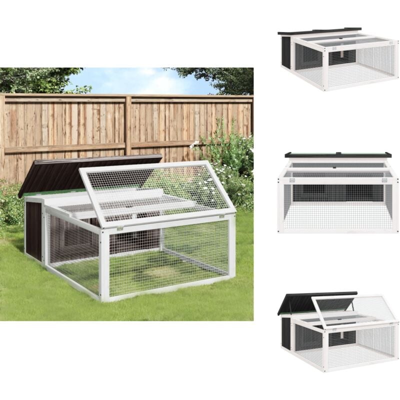 Kaninchenstall Grau 117,5x97x47,5 cm Massivholz Kiefer - Kaninchenstall - Kaninchengestell - Kleintiere Unterkunft - Tierheim - Hühnerstall