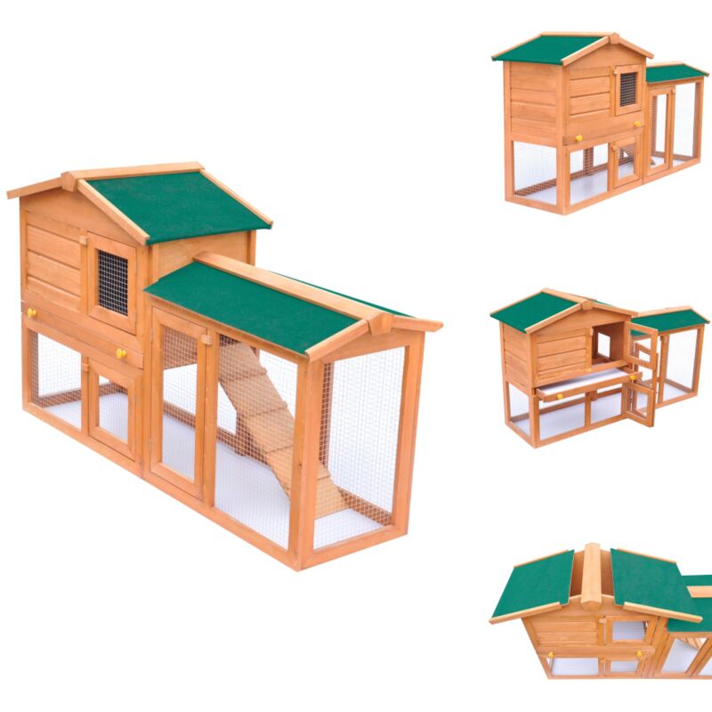 Kaninchenstall Groß Holz - Kaninchenhaus - Kaninchendrahtgehege - Kleintiere Stall - Tierheim - Außenhaltung