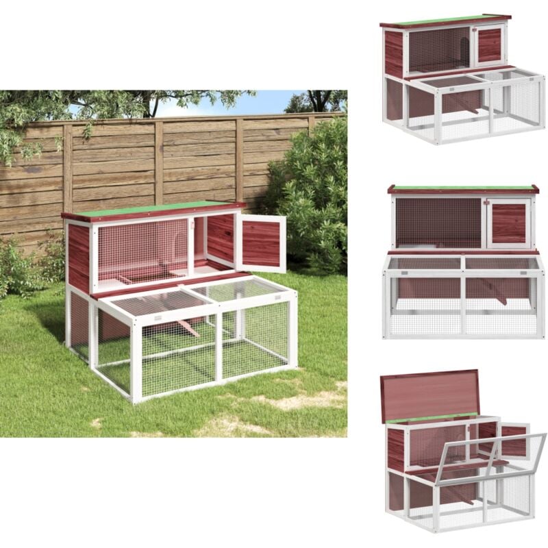 Kaninchenstall Mokka 102x90x84,5 cm Massivholz Kiefer - Kaninchenstall - Kaninchengestell - Holzhaus Für Kaninchen - Tierheim - Kleintiere