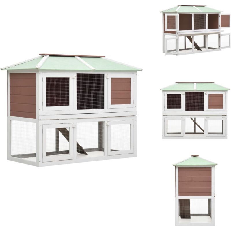 Kleintier-/Kaninchenstall 2 Etagen Braun Holz - Kaninchenstellplatz - Kleintiergehege - Outdoor Stall - Holzhäuschen - Kaninchenhaus