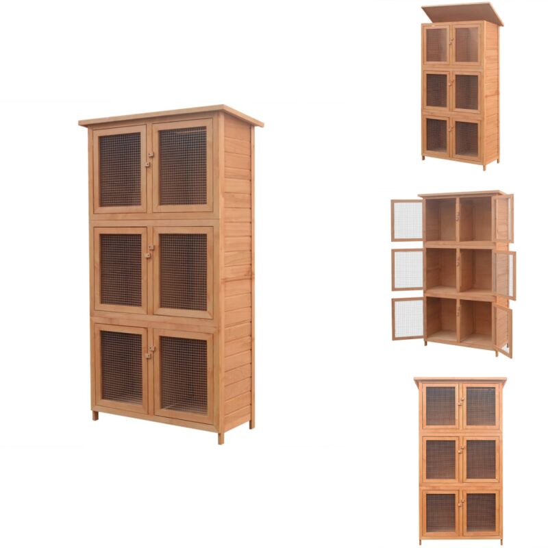 Vidaxl - Kleintier-/Kaninchenstall 6 Boxen Holz - Holzhaus - Kaninchengestell - Tiergehege - Kleinstall - Outdoor Stall