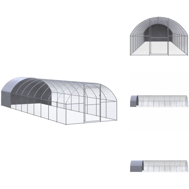 Outdoor-Hühnerstall 3x10x2 m Verzinkter Stahl - Hühnerstall - Hühnergehege - Geflügelhaus - Auslauf Für Hühner - Stall Für Hühner