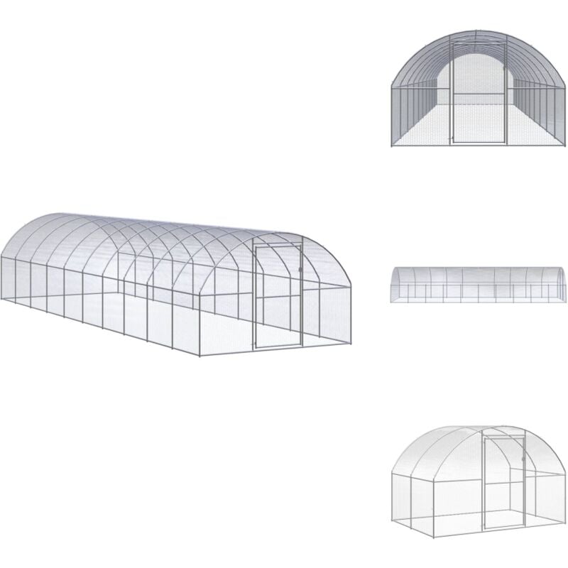 Outdoor-Hühnerstall 3x10x2 m Verzinkter Stahl - Hühnerstall - Hühnergehege - Geflügelhaus - Auslauf Für Hühner - Vogelvoliere