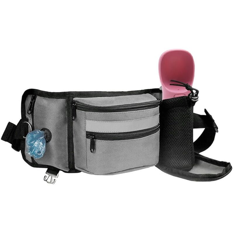 Leckerli-Tasche für Hunde, 4-in-1-Leckerli-Tasche aus Oxford-Stoff mit reflektierenden Streifen, multifunktionale, wasserdichte Hüfttasche für das
