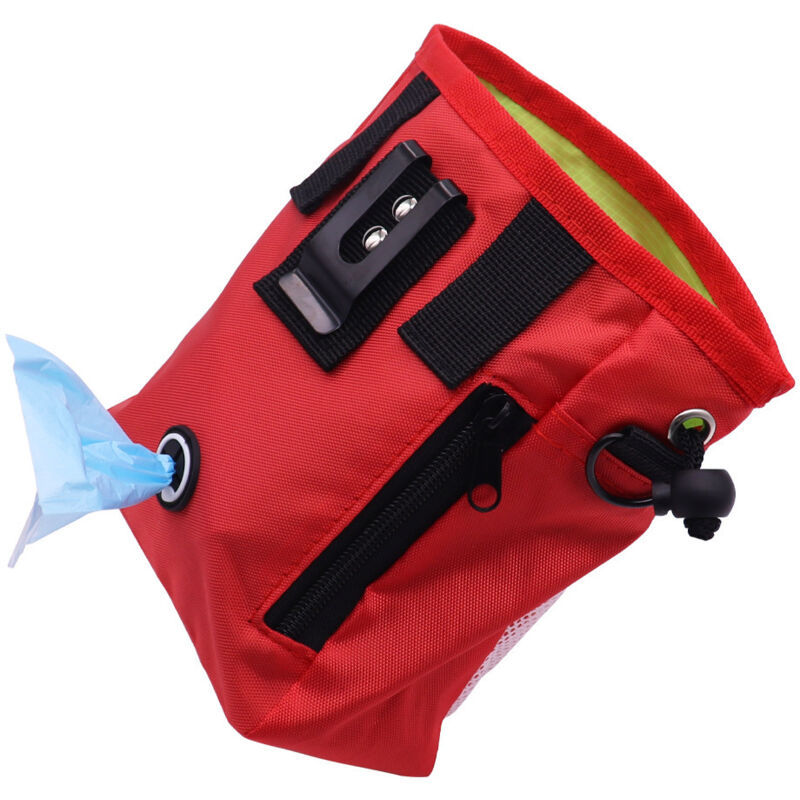 Leckerli-Tasche für Hunde zum Spazierengehen und Training, Leckerli-Tasche für Welpen mit Kotbeutelspender (rot)